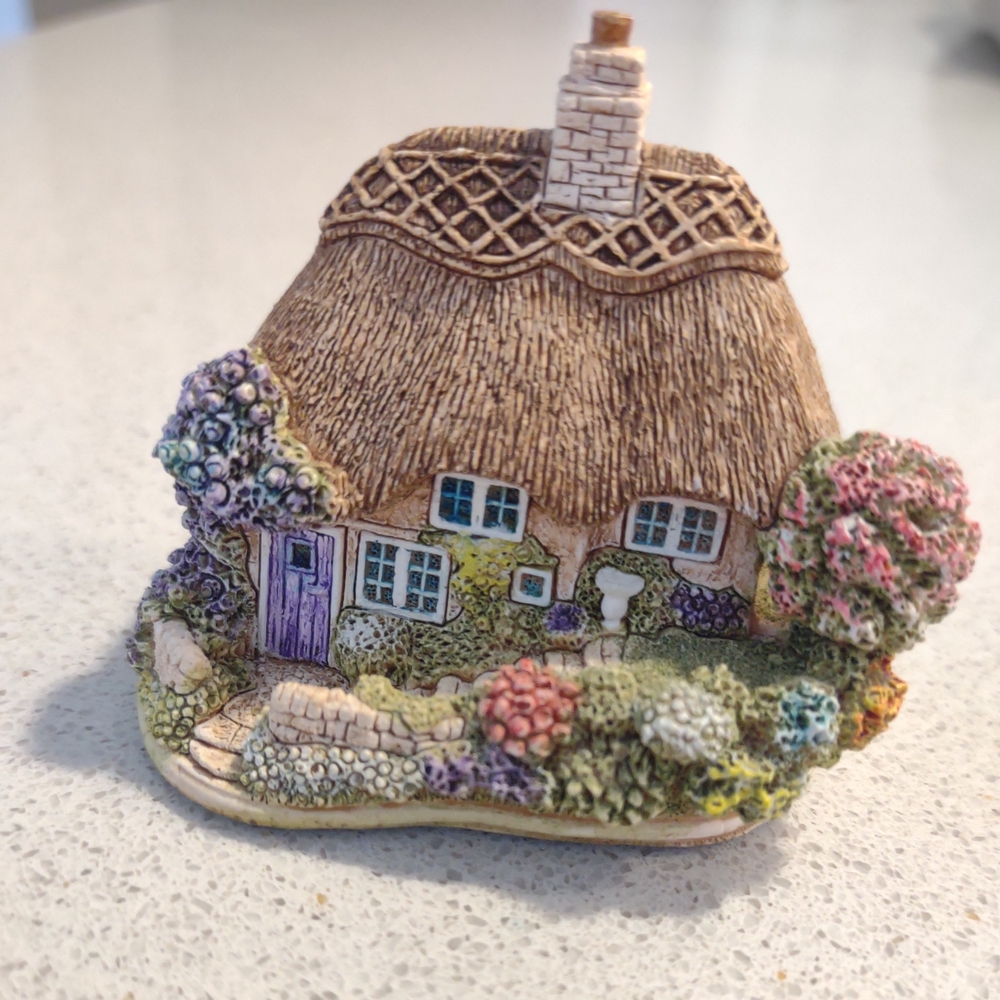 SALE Charming Cottage Figurine with Floral Accents